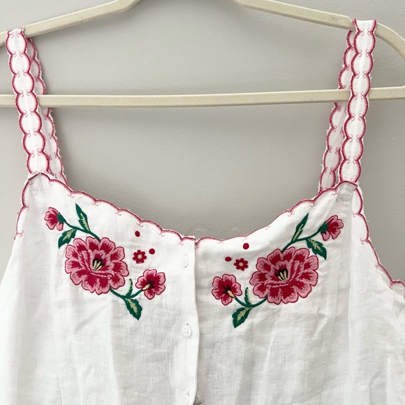 J. Crew White Mini Dress with Pink Floral Embroidery - Picture 7 of 12